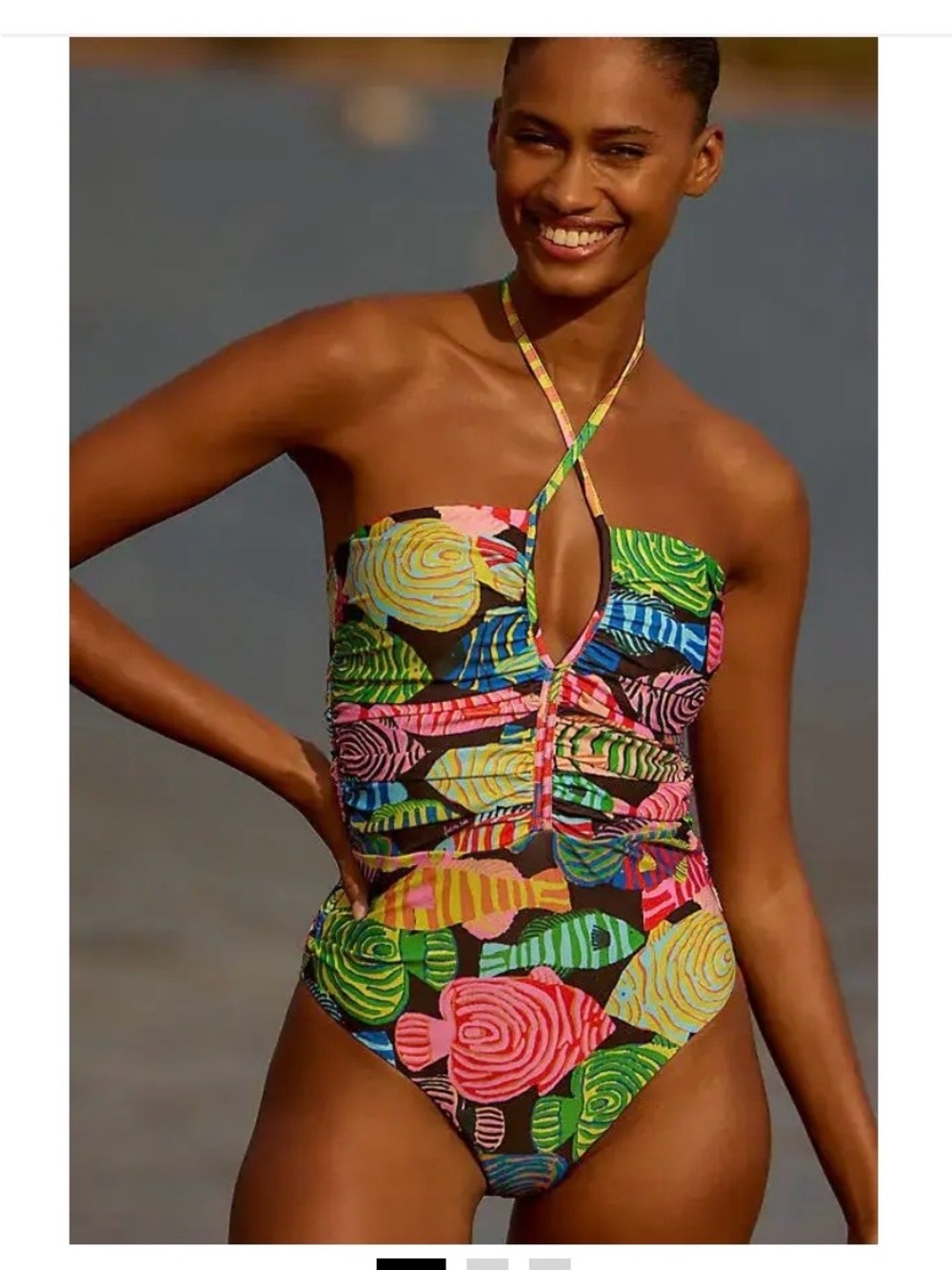FARM Rio Multicolor Fish Halter One-Piece Swimsuit